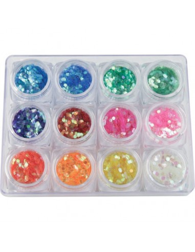 Hexagonal glitter kit 12 pz - SHELLS - 6385